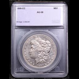 1890-cc Morgan Dollar $1 Graded au58 BY SEGS