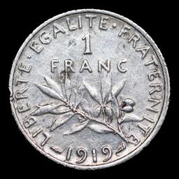 1919 France 1 Franc 1f KM# 844.1 Grades xf+