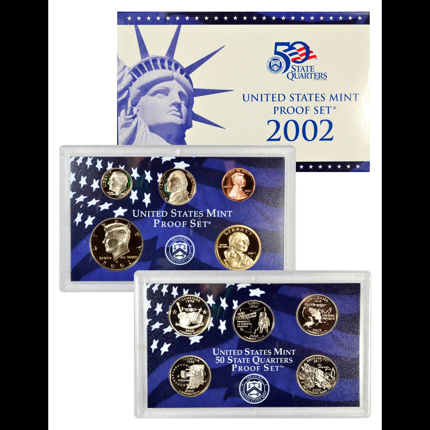 Group of 2 United States Mint Proof Sets 2001-2002 20 coins.