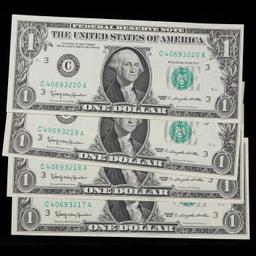 4x Consecutive 1963 $1 Federal Reserve Notes (Philadelphia, PA), All CU Grades CU