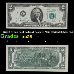 1976 $2 Green Seal Federal Reserve Note (Philadelphia, PA) Grades Choice AU/BU Slider