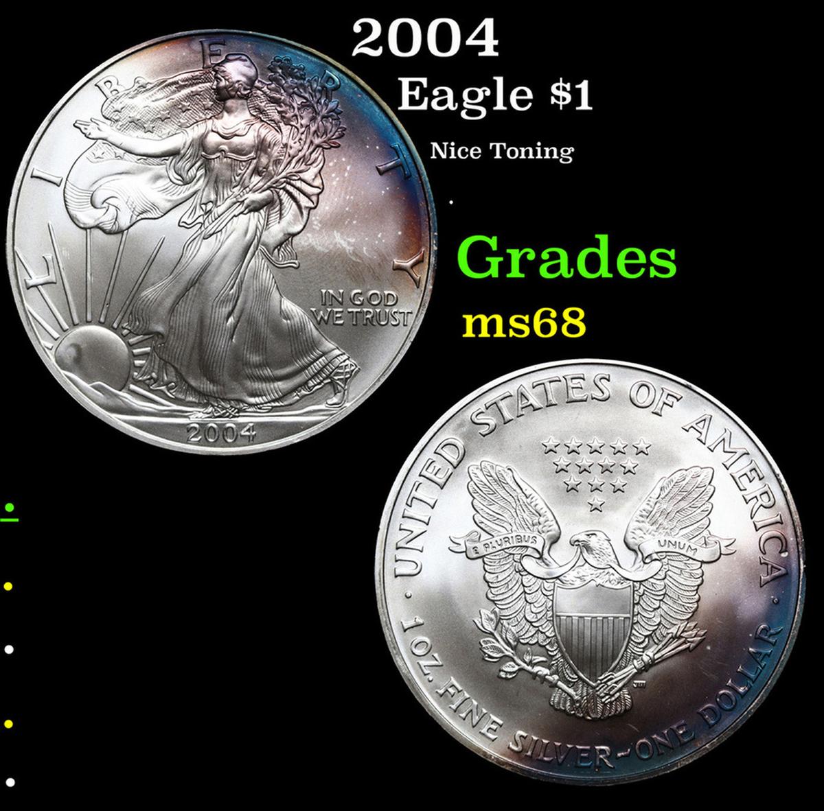 2004-p Silver Eagle Dollar $1 Grades GEM+++ Unc