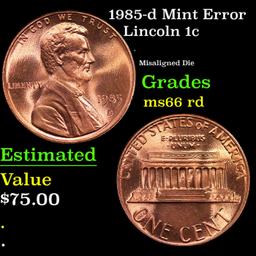 1985-d Lincoln Cent Mint Error 1c Grades GEM+ Unc RD