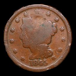 1845 Braided Hair Large Cent 1c Grades vg, very good