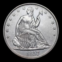 ***Auction Highlight*** 1857-o Seated Half Dollar 50c Graded au58+ By SEGS (fc)