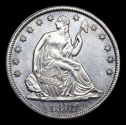 ***Auction Highlight*** 1867-p Seated Half Dollar 50c Graded Select+ Unc BY USCG (fc)