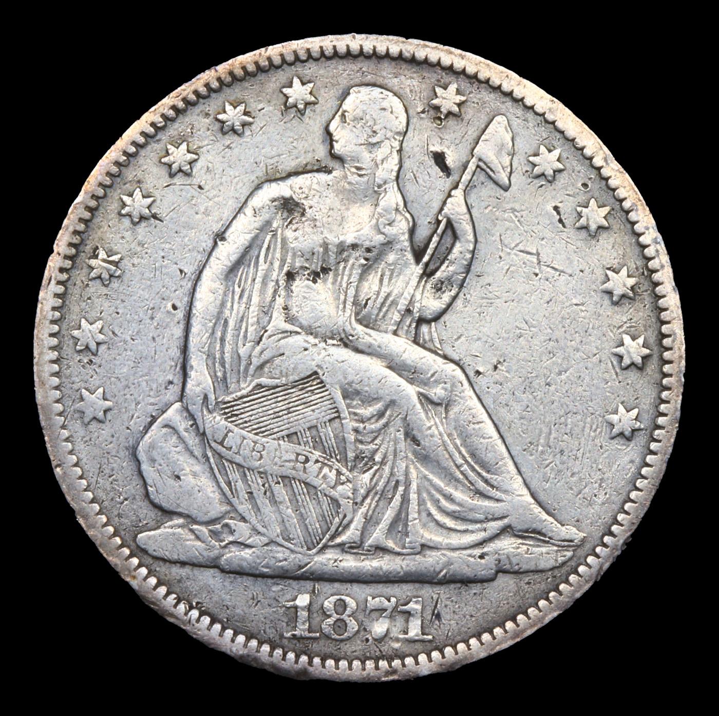 ***Auction Highlight*** 1871-cc Seated Half Dollar 50c Graded vf35 By SEGS (fc)