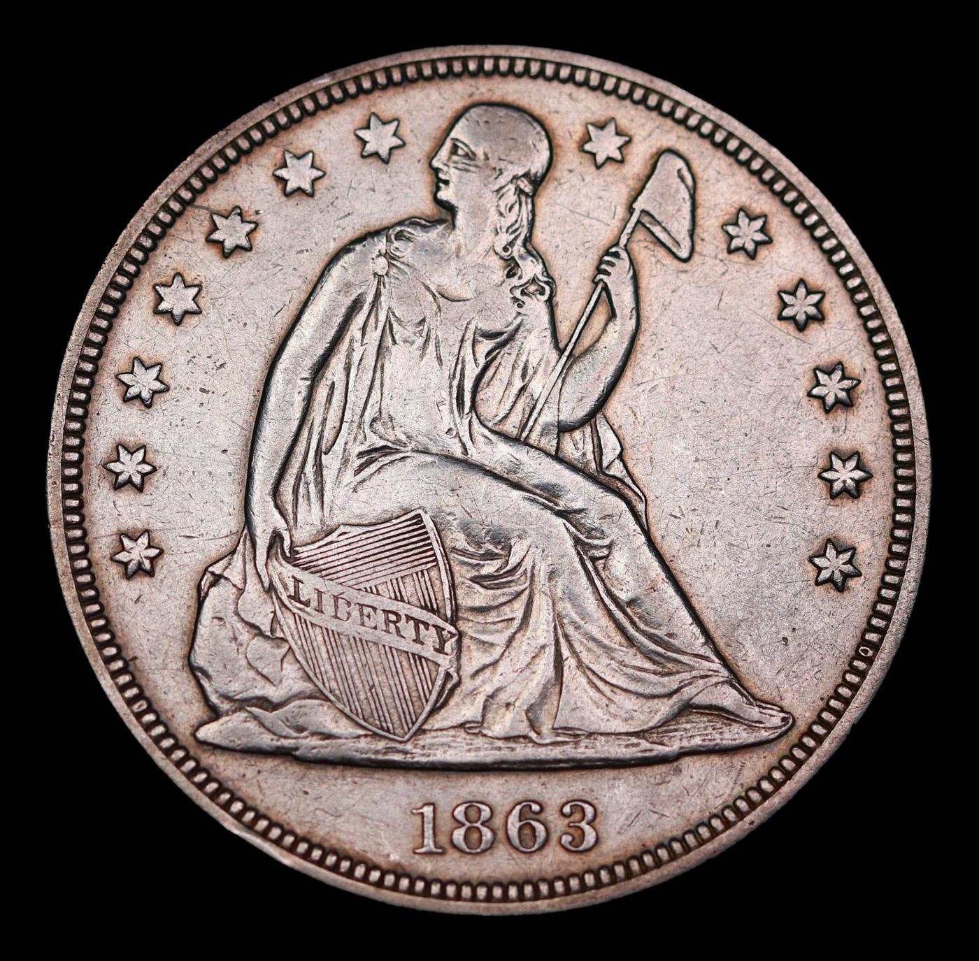 ***Auction Highlight*** 1863-p Seated Liberty Dollar $1 Graded au55 By SEGS (fc)
