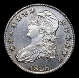 ***Auction Highlight*** 1828 Square Base 2 Large Letetrs Capped Bust Half Dollar Near TOP POP! 50c G