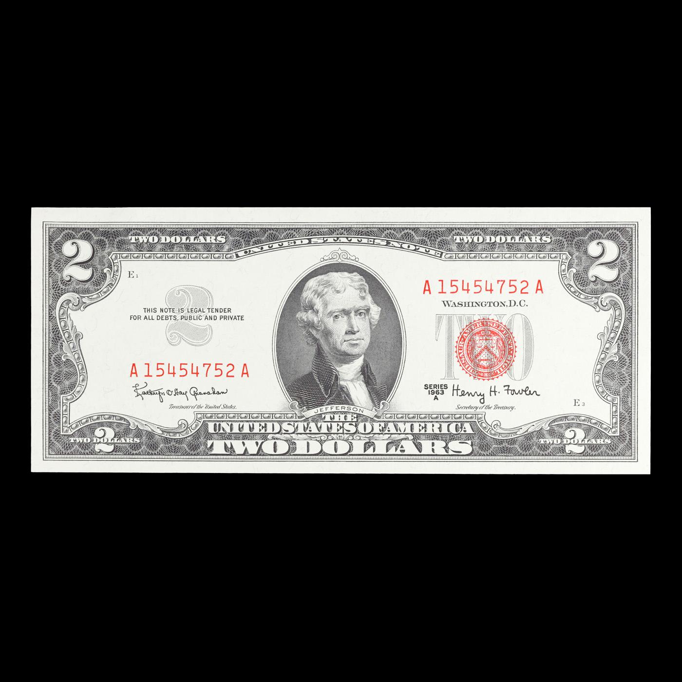 1963A $2 Red seal United States Note Grades Gem+ CU