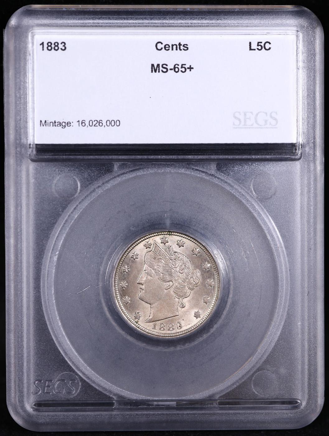 ***Auction Highlight*** 1883 Cents Liberty Nickel 5c Graded ms65+ By SEGS (fc)