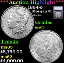 ***Auction Highlight*** 1894-o Morgan Dollar $1 Graded ms63 By SEGS (fc)