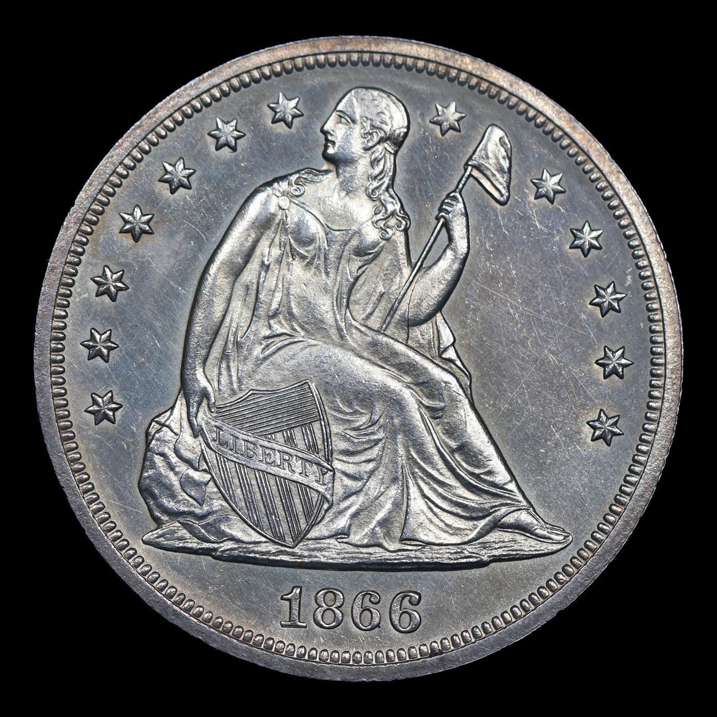 Proof ***Auction Highlight*** 1866 Motto Seated Liberty Dollar $1 Graded GEM Proof BY USCG (fc)