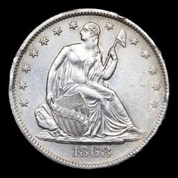 ***Auction Highlight*** 1868-s Seated Half Dollar 50c Graded ms63+ By SEGS (fc)