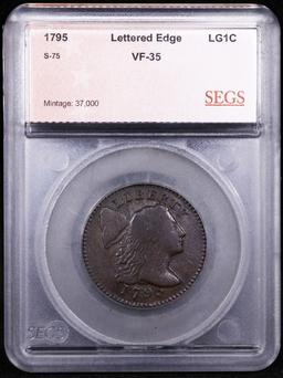 ***Auction Highlight*** 1795 Lettered Edge S-75 R-3 Flowing Hair large cent 1c Graded vf35 By SEGS (