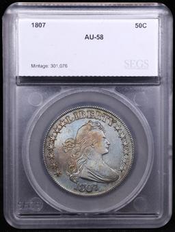 ***Auction Highlight*** 1807 Draped Bust Half Dollar 50c Graded au58 BY SEGS (fc)