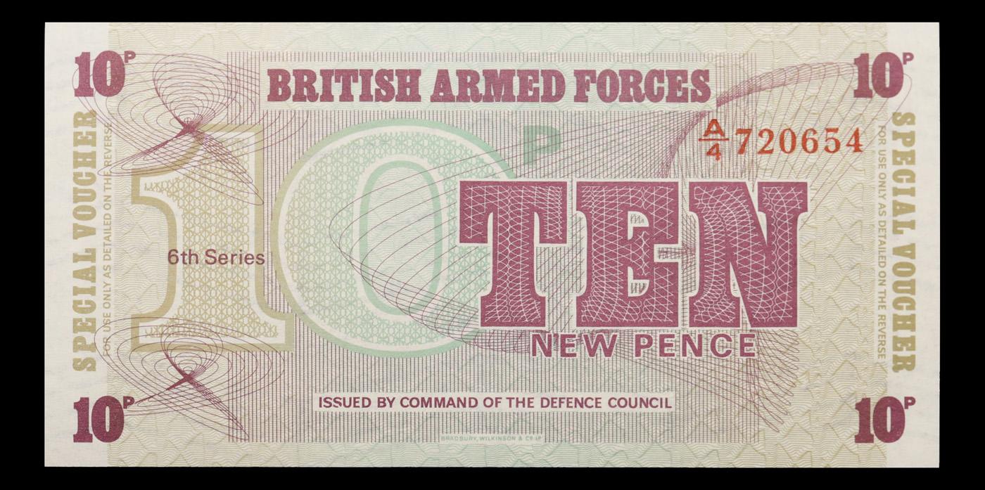 2x Consecutive 1972 6th Series 2nd Issue British Armed Forces 10 New Pence Special Vouchers, All CU!