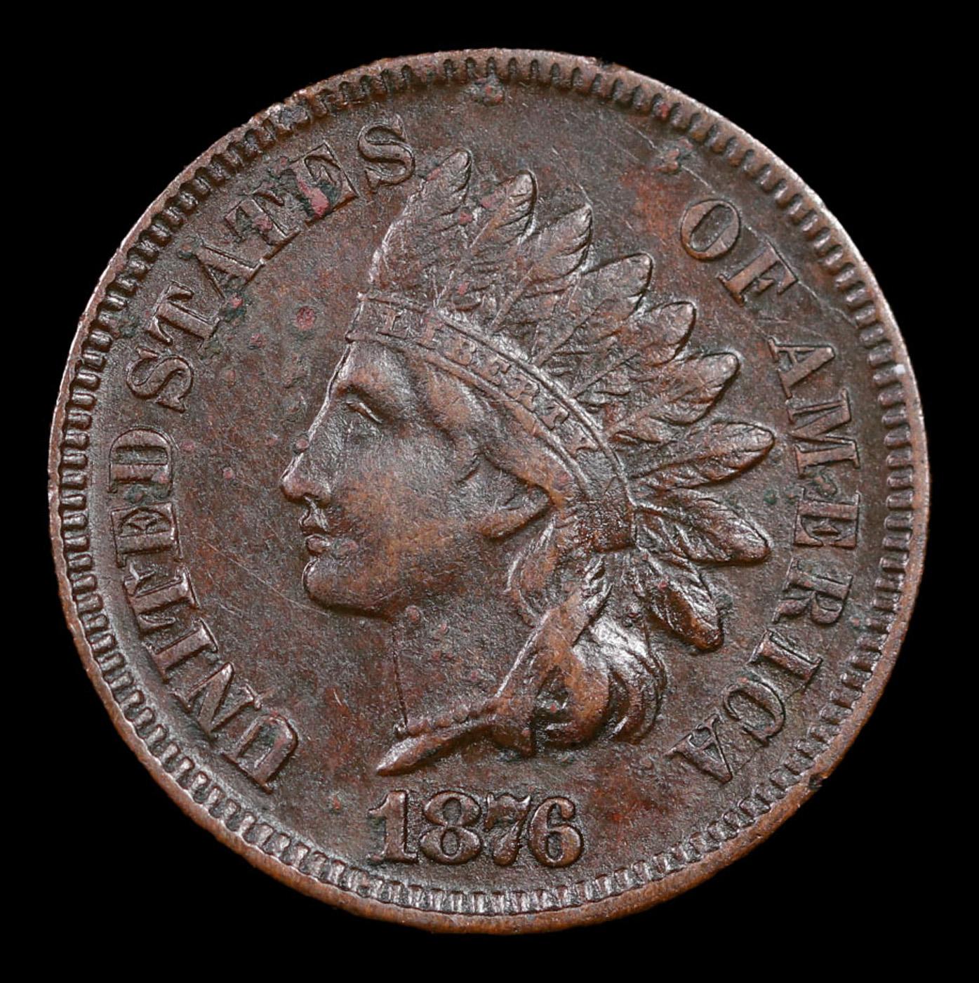 1876 Indian Cent 1c Grades Select AU