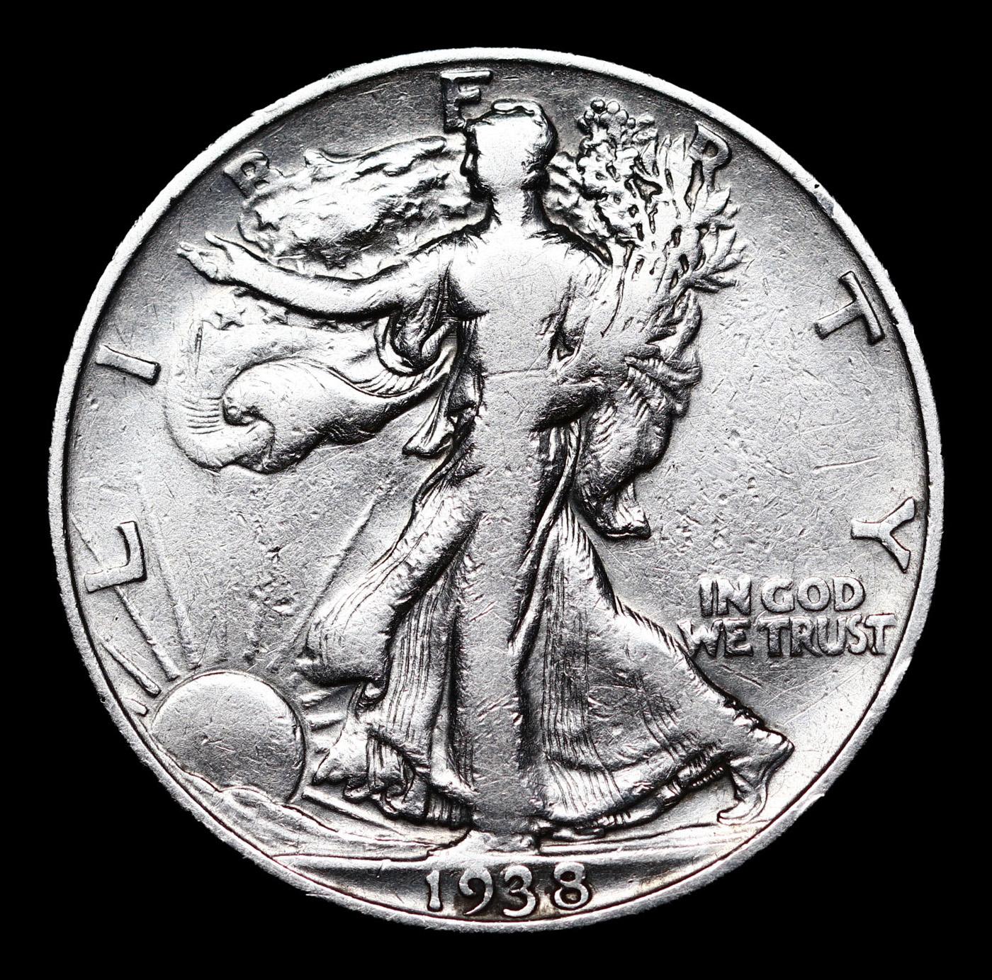 1938-d Walking Liberty Half Dollar 50c Grades vf++