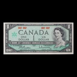 1967 Centennial Issue Canada 1 Dollar Banknote P# 84a Grades Gem+ CU