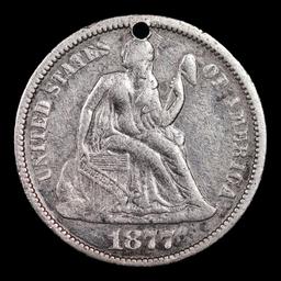 1877 Seated Liberty Dime Love Token 10c Grades xf details
