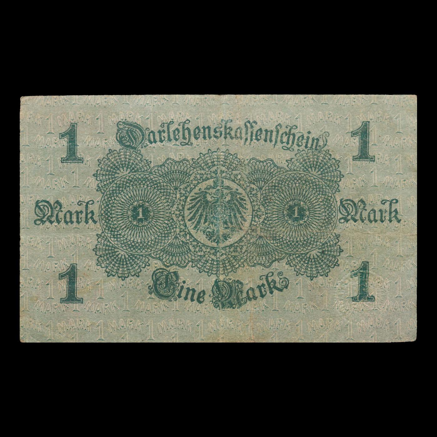 1914 Second Issue Germany (Empire) 1 Mark Banknote P# 51 Grades xf