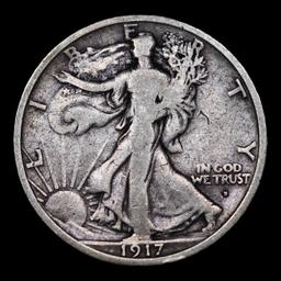 1917-d Obverse Walking Liberty Half Dollar 50c Grades vf+