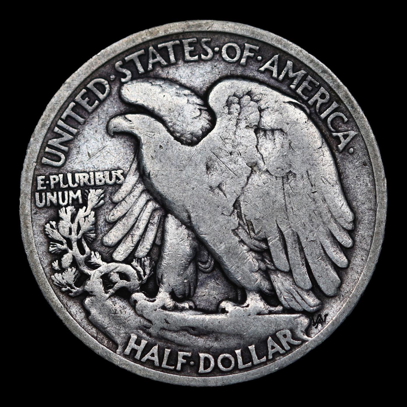 1917-d Obverse Walking Liberty Half Dollar 50c Grades vf+