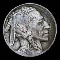1913-p TY II Buffalo Nickel 5c Grades vf++