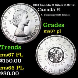 1964 Canada $1 Silver Canada Dollar KM# 121 $1 Grades GEM++ PL