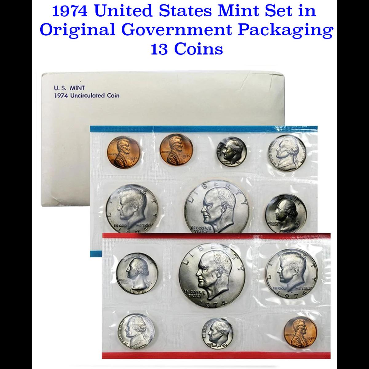 1974 Mint Set in Original Government Packaging, 13 Coins Inside!