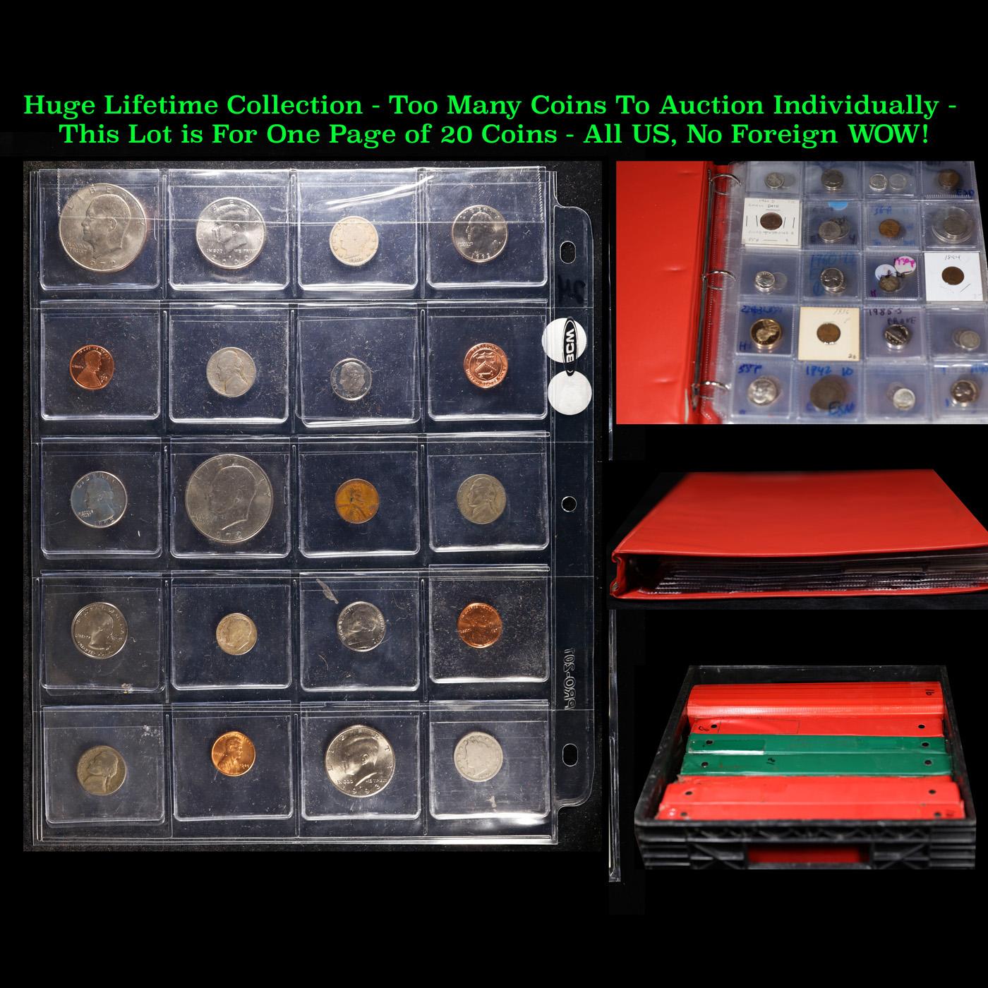 Huge Liifetime Collection - Too Many Coins To Auction Individually - This Lot is For One Page of 20