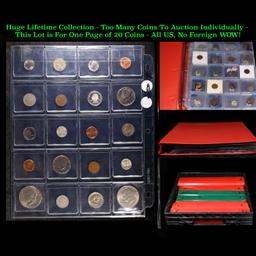 Huge Liifetime Collection - Too Many Coins To Auction Individually - This Lot is For One Page of 20