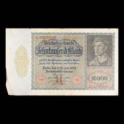 1922 Germany 10,000 Mark Vampire Note P# 70 Grades vf+