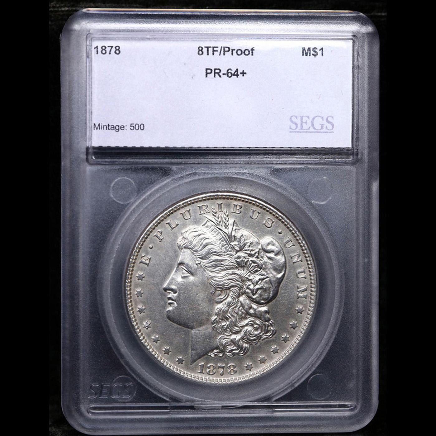 Proof ***Auction Highlight*** 1878 8tf Morgan Dollar $1 Graded pr64+ BY SEGS (fc)