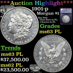 ***Auction Highlight*** 1901-p Morgan Dollar TOP POP! $1 Graded ms63 PL By SEGS (fc)