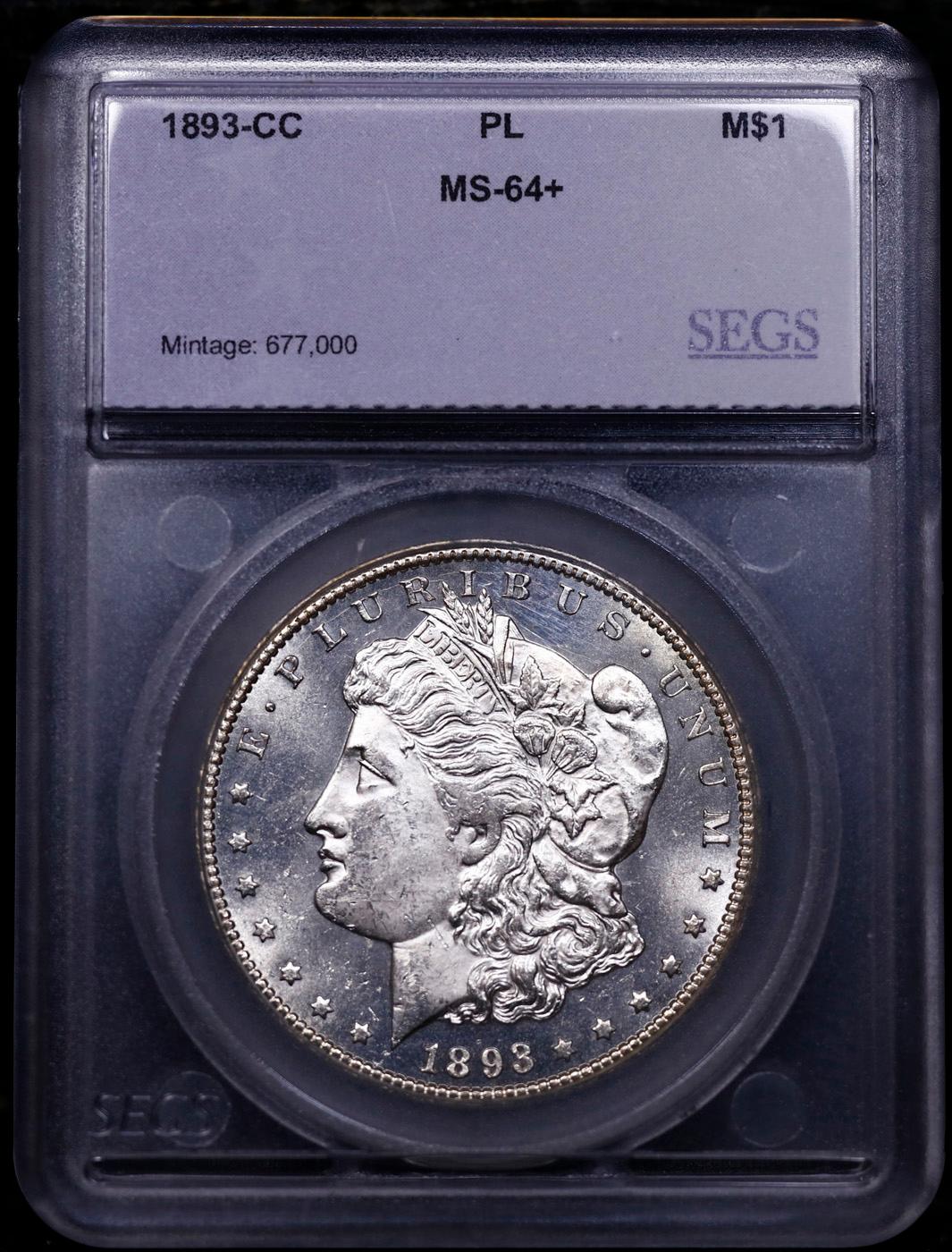 ***Auction Highlight*** 1893-cc Morgan Dollar $1 Graded ms64+ PL By SEGS (fc)