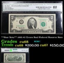 **Star Note** 1995 $2 Green Seal Federal Reserve Note Graded cu68 By CGA