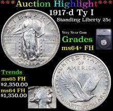 ***Auction Highlight*** 1917-d Ty I Standing Liberty Quarter 25c Graded ms64+ FH By SEGS (fc)