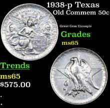 1938-p Texas Old Commem Half Dollar 50c Grades GEM Unc