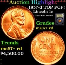 ***Auction Highlight*** 1957-d Lincoln Cent TOP POP! 1c Graded GEM++ RD BY USCG (fc)