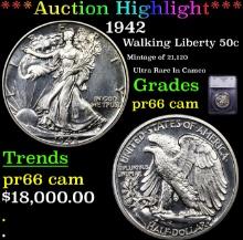Proof ***Auction Highlight*** 1942 Walking Liberty Half Dollar 50c Graded pr66 cam By SEGS (fc)