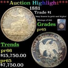 $ Proof ***Auction Highlight*** PCGS 1881 Trade Dollar 1 Graded pr65 By PCGS (fc)