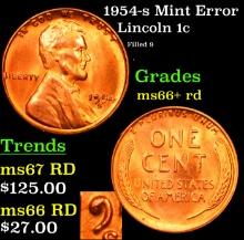 1954-s Lincoln Cent Mint Error 1c Grades GEM++ RD