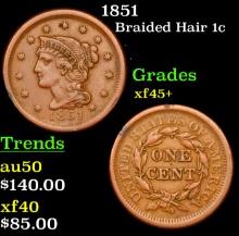 1851 Braided Hair Large Cent 1c Grades xf+++