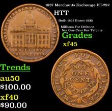 1837 Merchants Exchange Hard Times Token HT-292 1c Grades xf+
