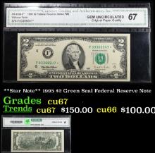 **Star Note** 1995 $2 Green Seal Federal Reserve Note Graded cu67 By CGA