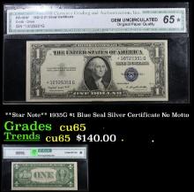 **Star Note** 1935G $1 Blue Seal Silver Certificate No Motto Graded cu65 By CGA