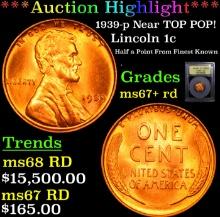 ***Auction Highlight*** 1939-p Lincoln Cent Near TOP POP! 1c Graded GEM++ RD BY USCG (fc)