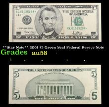 **Star Note** 2001 $5 Green Seal Federal Reseve Note Grades Choice AU/BU Slider